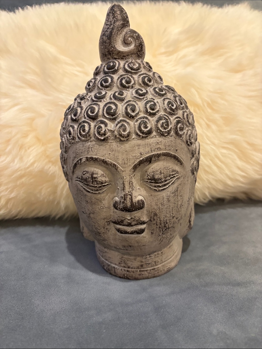 Decorative Buddha Head Statue - Gray Accent Home Art